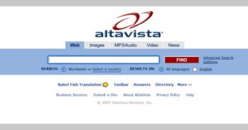 AltaVistas Startseite aus 2007. (Foto: screenshot, Memento vom 13. Juli 2007 von archive.com)